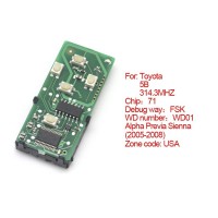 smart card board 5 buttons 314.3MHZ number :271451-6221-USA for Toyota