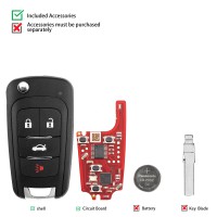 XHORSE XNBU21EN Buick Style 4 Buttons Folding Key Second Generation Wireless Remote Key 5PCS