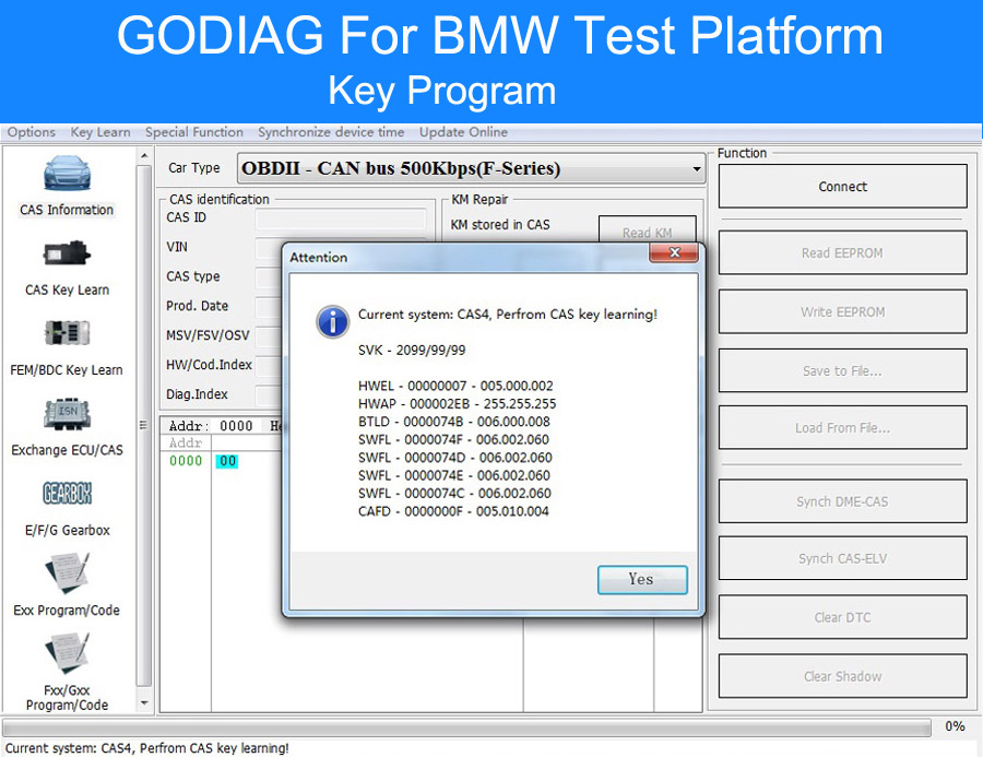 Godiag BMW CAS4 & CAS4+ Programming Test Platform program