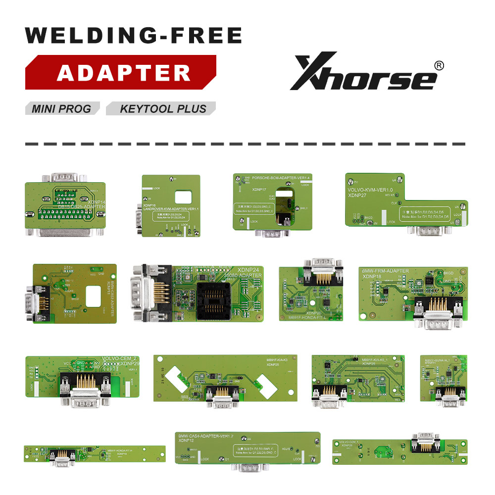 ((EU Ship No Tax)Xhorse XDNPP0CH 16pcs Solder-Free Adapters and Cables Full Set Work with MINI PROG and KEY TOOL PLUS
