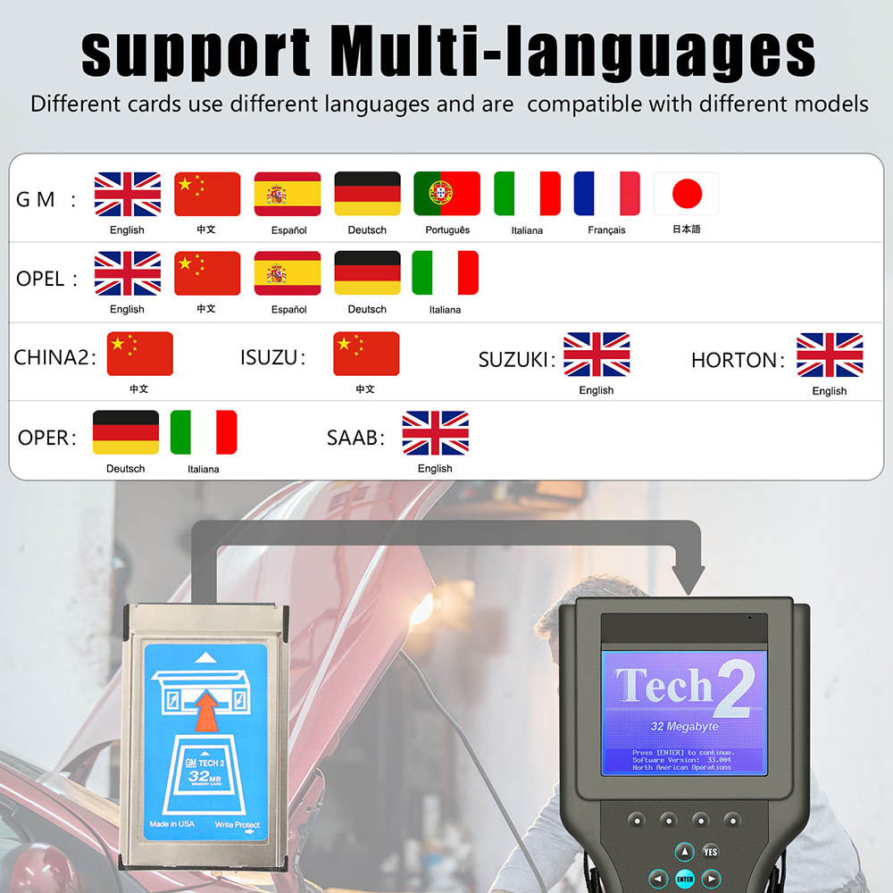 GM Tech2 support Multi-langauge