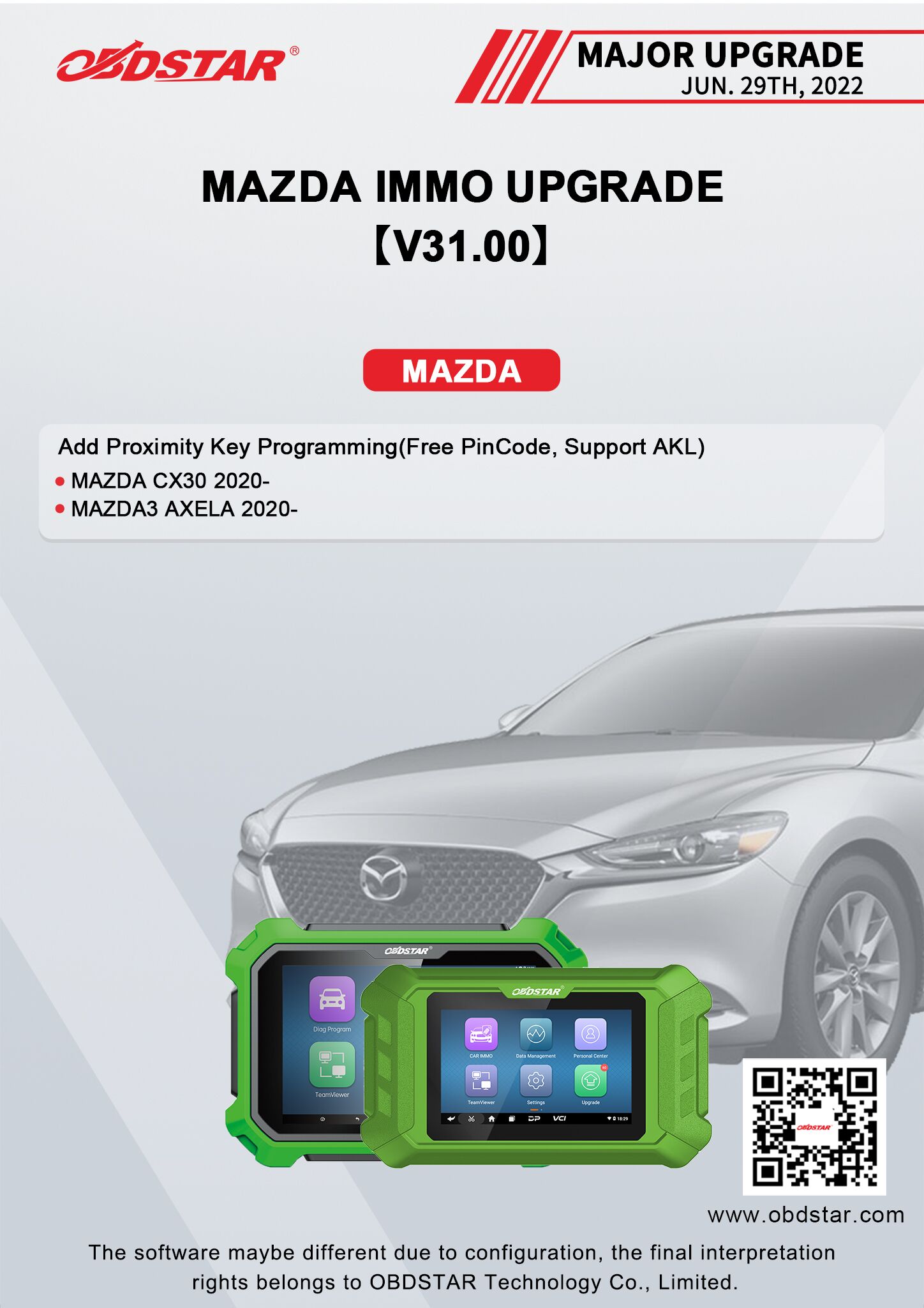 Mazda IMMO UPGRADE【V30.10】