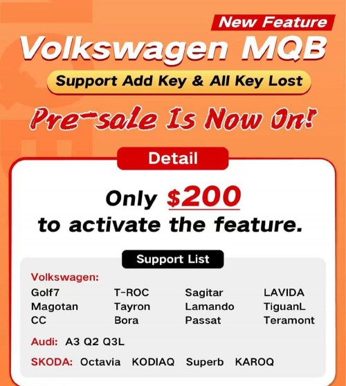 (Auto 4% Off €182)Xhorse VAG MQB Add Key and All Keys Lost License for VVDI Key Tool Plus, VVDI2 +VVDI Prog