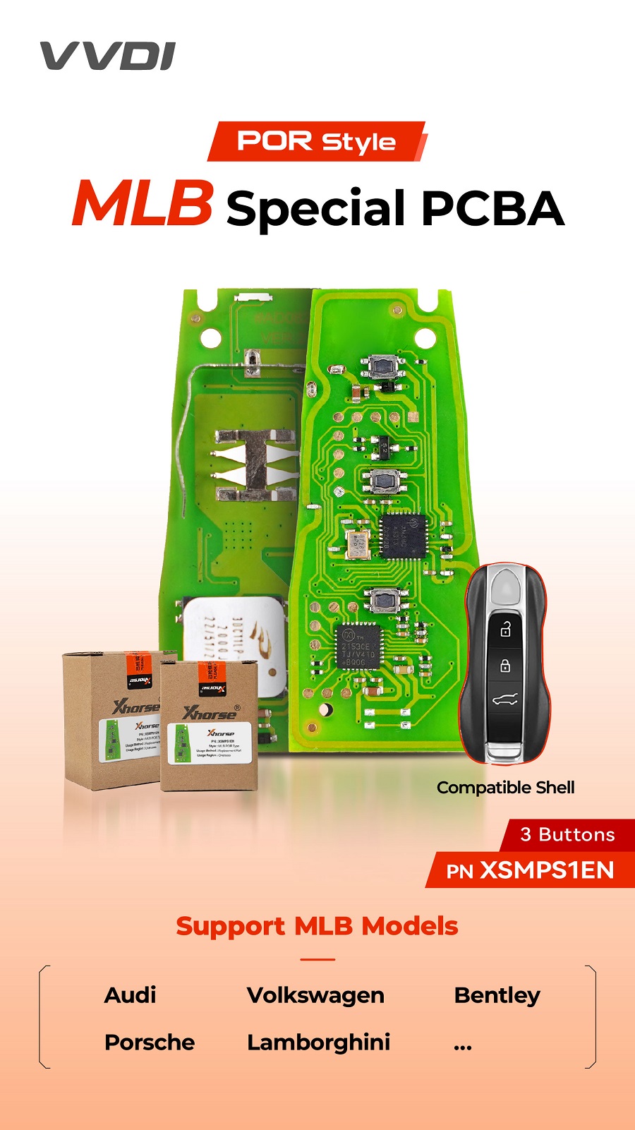 XHORSE XSMPS1EN VVDI Porsche Style MLB Key PCB