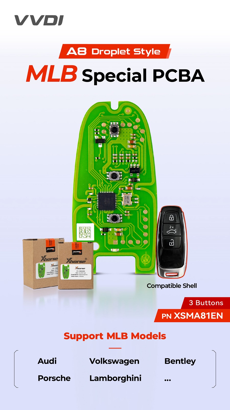 XHORSE XSMP81EN VVDI A8 Droplet Style MLB Key PCB for VVDI MLB Tool
